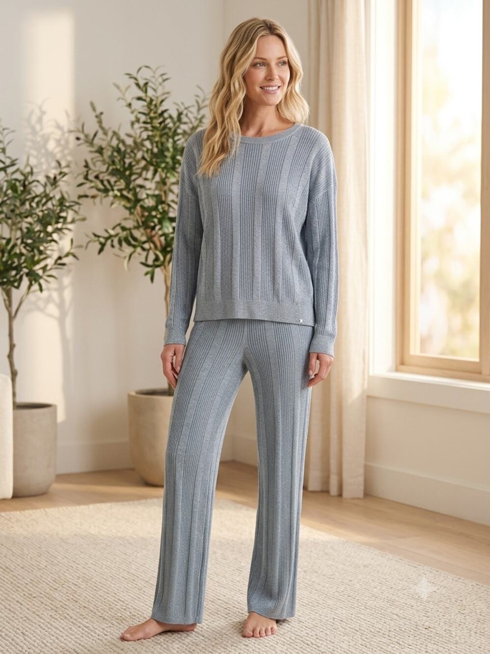 NWOT ​Barefoot Dreams CozyChic Ultra Lite  Rib Wide Leg Pants Light  3X Tall
